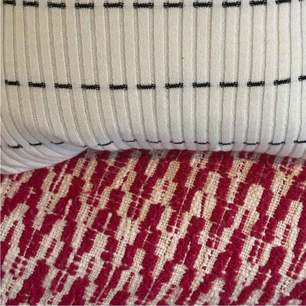 Cashmere Blend Striped Cream Black Throw Pillow Down Feather Insert Size 20x20
